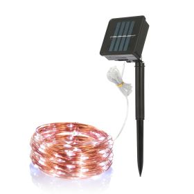 2 Light Color Options -- 1Pc Solar String Light Outdoor IP65 Waterproof Copper Wire String Lights Solar LED Fairy Lamps Wedding Party Festival (Option: Cool White)